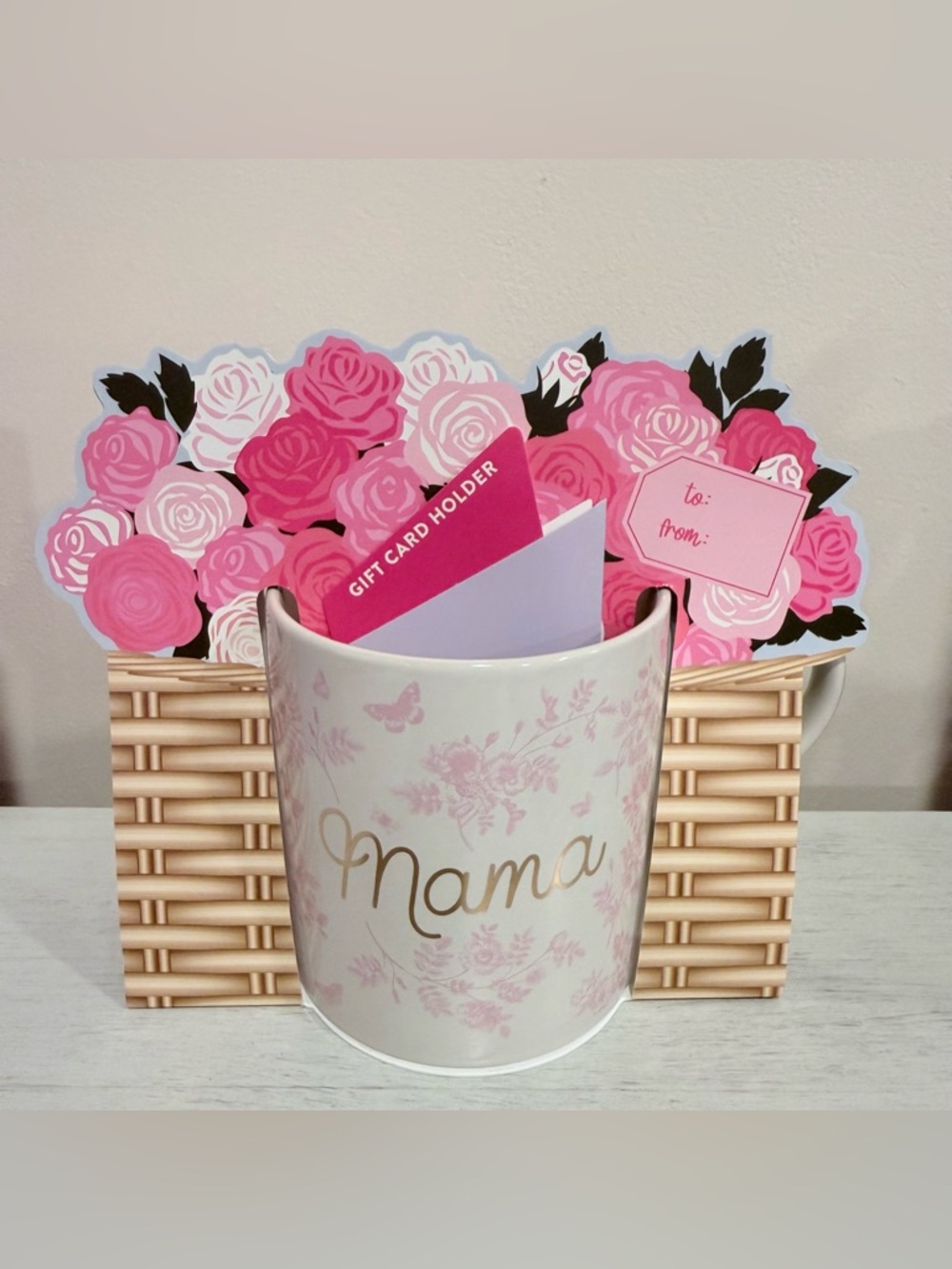 Mother’s Day Mama Floral Ceramic Mug with Cardstock Gift Card Holder